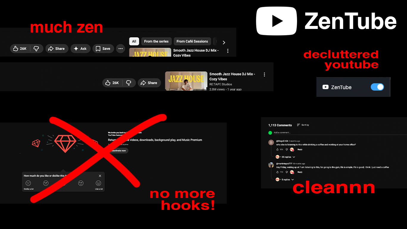 ZenTube — watch page cleaned up